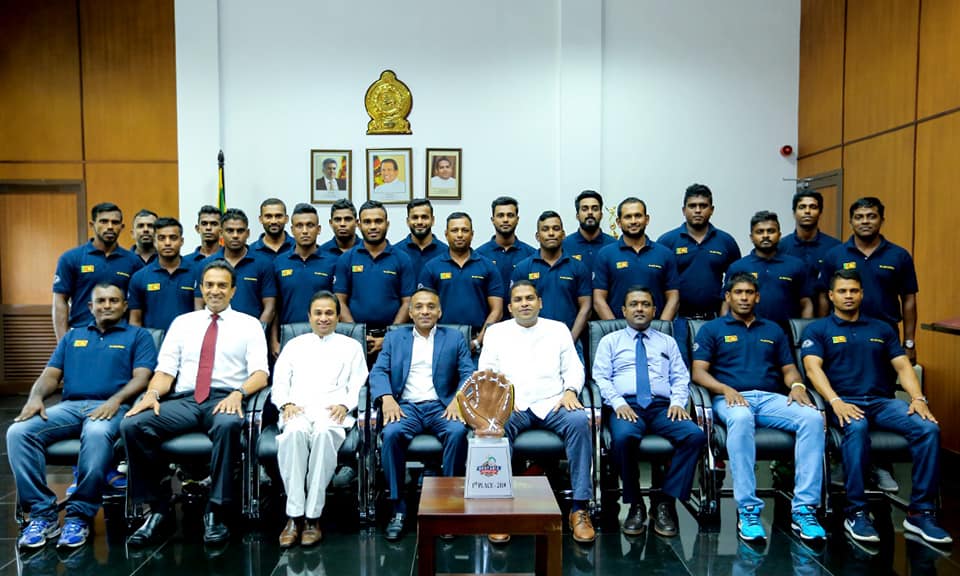 slabsa1's tweet photo. Harin Fernando, Minister of Sports felicitated the Sri Lanka Baseball team today at the Sports Ministry after they were crowned Champions of the West Asia Baseball Cup 2019. https://t.co/noJ9I0oNDO