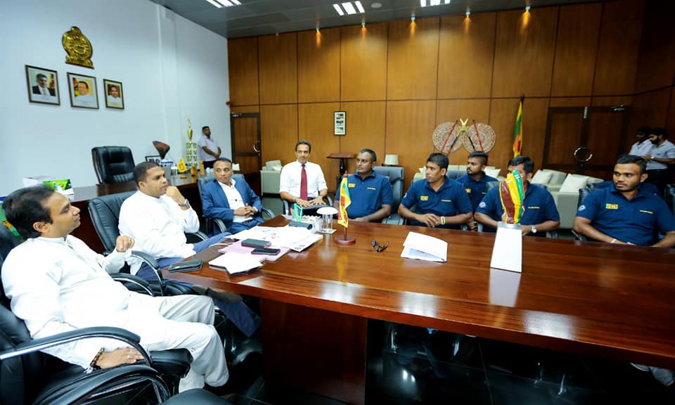 slabsa1's tweet photo. Harin Fernando, Minister of Sports felicitated the Sri Lanka Baseball team today at the Sports Ministry after they were crowned Champions of the West Asia Baseball Cup 2019. https://t.co/noJ9I0oNDO