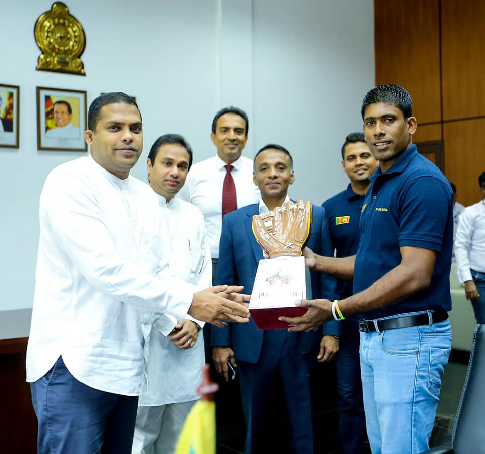 slabsa1's tweet photo. Harin Fernando, Minister of Sports felicitated the Sri Lanka Baseball team today at the Sports Ministry after they were crowned Champions of the West Asia Baseball Cup 2019. https://t.co/noJ9I0oNDO