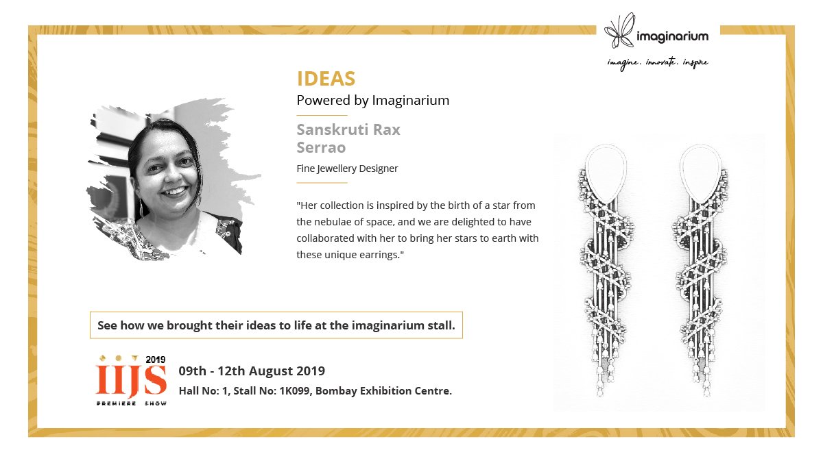 imaginarium_io's tweet photo. To check out Sanskruti Rax Serrao's exclusive collection visit our stall at IIJS 2019.
@GJEPCIndia
#Ideas #PoweredByImaginarium #ImaginariumIndia #ImaginariumPrecious #IIJS2019 #EnrichYourKnowledge #GJEPC #Designers #ImagineInnovateInspire #Jewellery #JewelleryDesign https://t.co/DXydu5w1uP