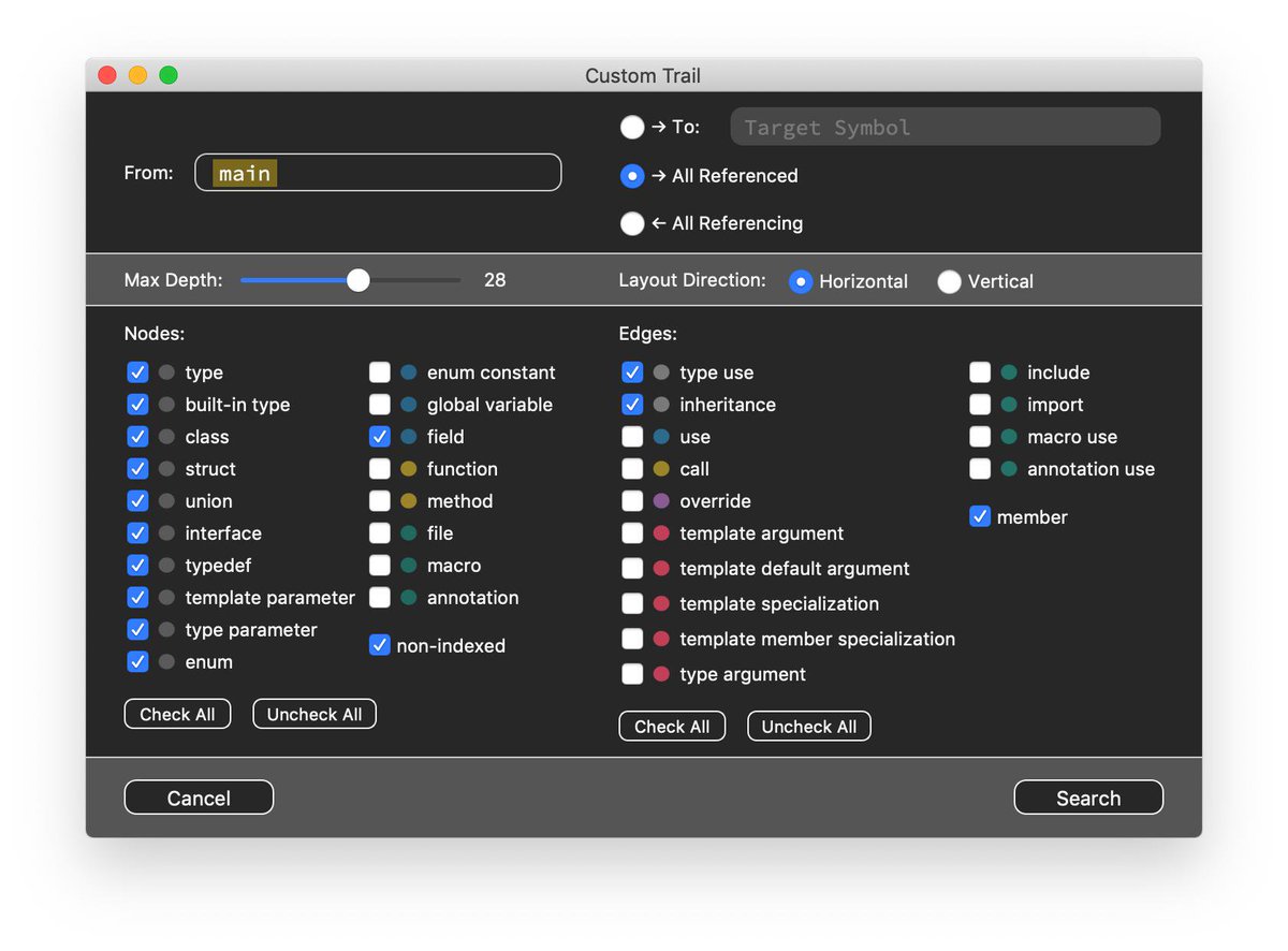 Sourcetrail's tweet image. Sourcetrail 2019.3 (beta) now available! With new Custom Trail Dialog and Precompiled Header support for C/C++.
Download here: sourcetrail.com/downloads#beta