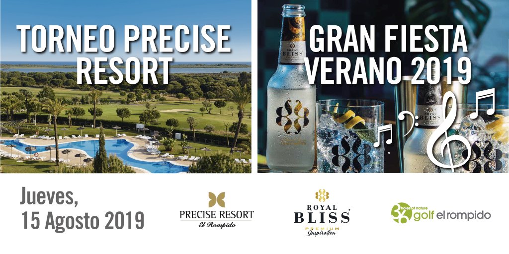 Ven el jueves 15 agosto al torneo <a href="/PreciseRompido/">Precise El Rompido</a> :
• sorteo premios para participantes
• cocktail entrega de premios
• degustación by #RoyalBlissEspaña
• música en directo: La Otra Banda
Reservas: 959 02 42 42 • torneos@golfelrompido.es 
#viveelveranoconnosotros #GranFiesta
