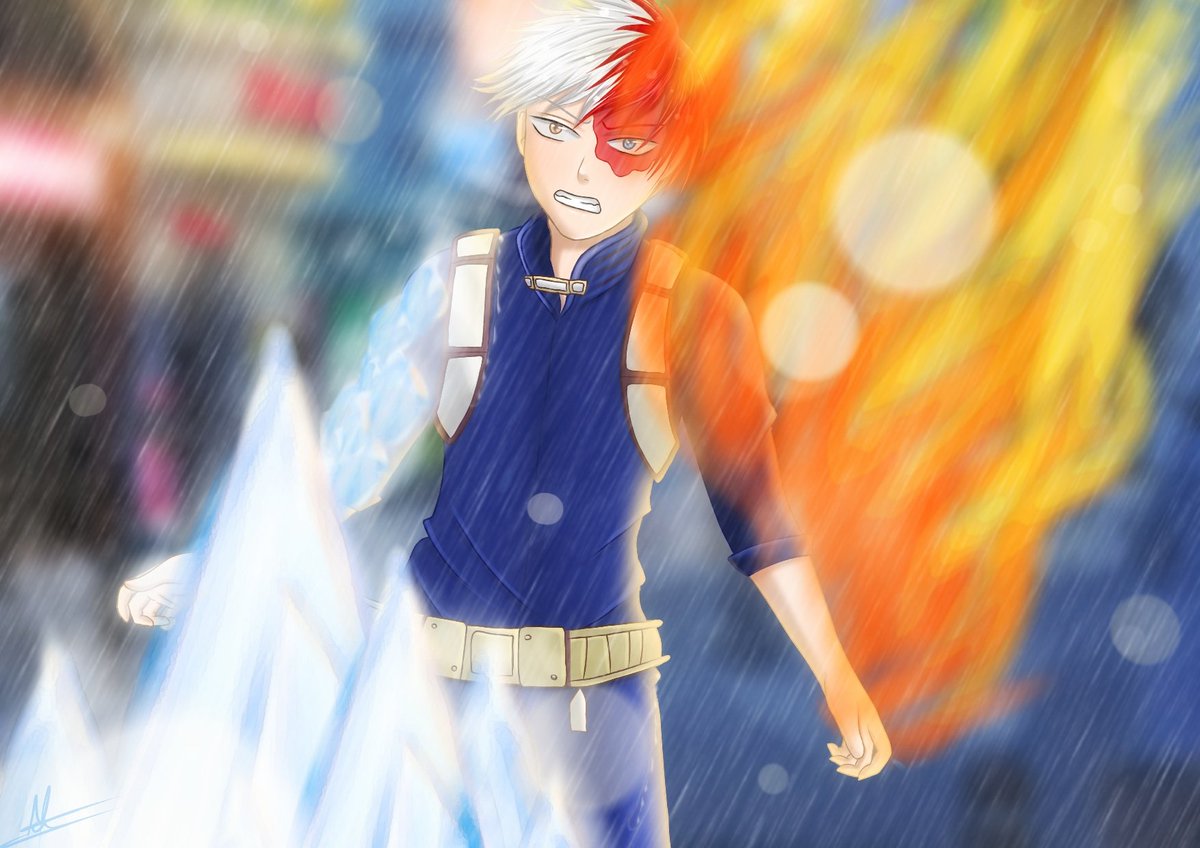 Craft4Geek's tweet photo. Hey !

Je me suis amusé à faire ce fanart de Shoto todoroki de #MHA 😁
C'est la première fois que je dessinais du feu et de la glace, mais c'était vraiment cool à faire 😊

~Mamaritos https://t.co/Dvxv8EBHDV