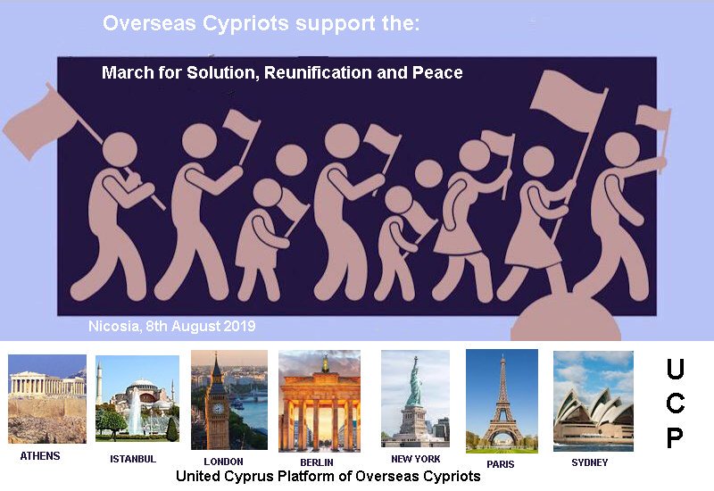 The United Cyprus Platform of Overseas Cypriots supports the MARCH FOR SOLUTION, REUNIFICATION and PEACE, Nicosia, 8th March 2019