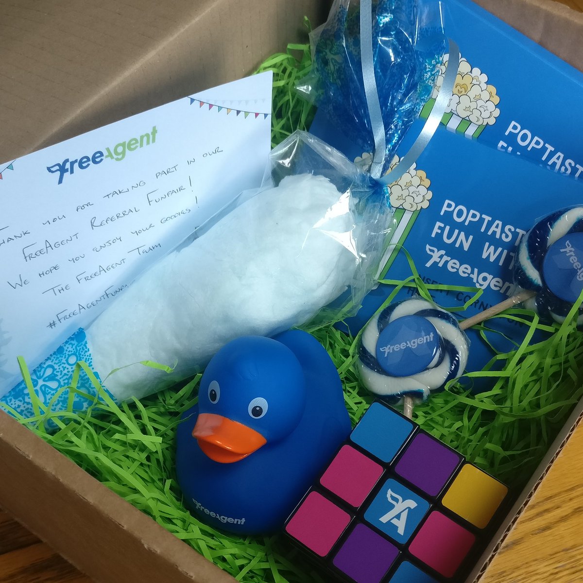 SpringwoodWeb's tweet photo. Hey @FreeAgent, thank you for the gift box of treats! #FreeAgentFunfair https://t.co/yVzfIClD43