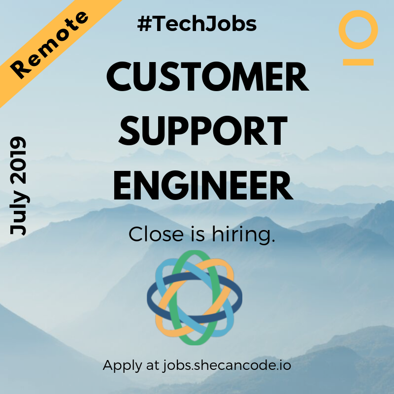 SheCanCodeHQ's tweet photo. Being a part of the @close team means:
Work from anywhere
Competitive salary
Yearly team retreats
Choose your equipment
Three weeks vacation
Go to https://t.co/cDsdDGklAW
#remote #workinganywhere #customersupportengineer #diversityandincludion #close #shecancode https://t.co/F2TuWJvQgo