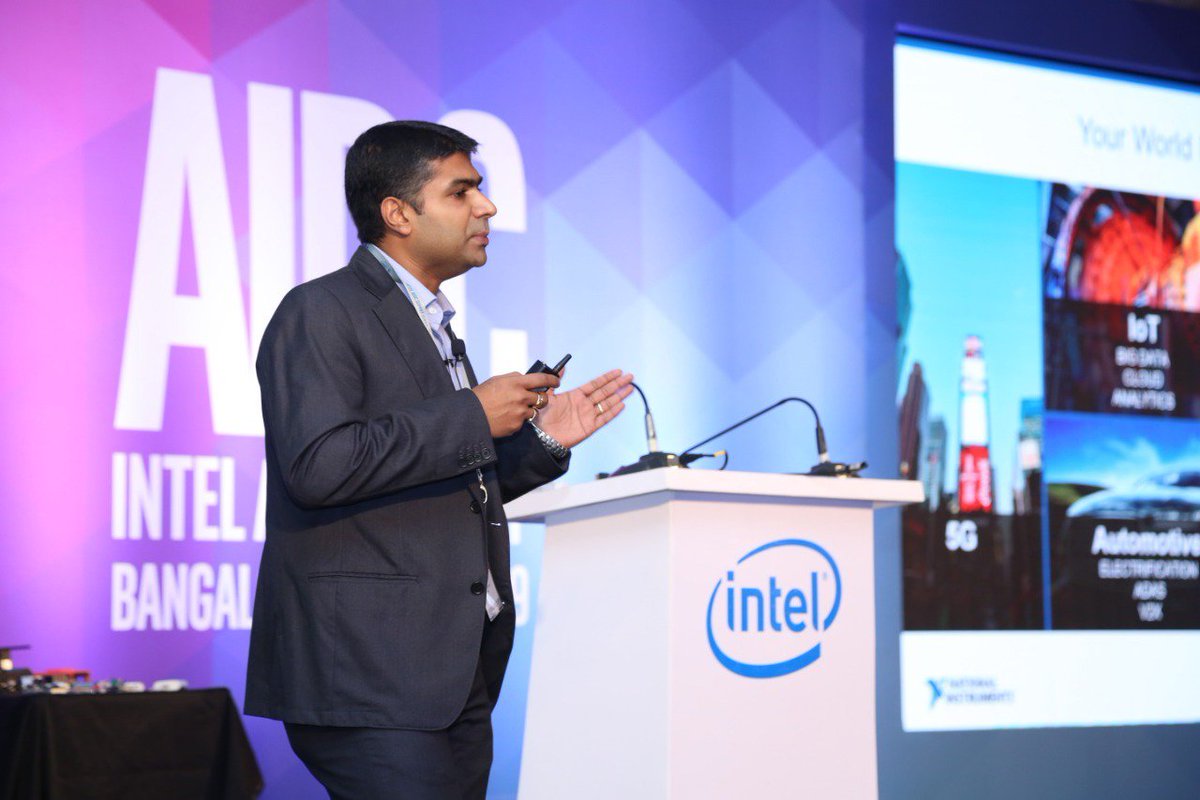 IntelIndia's tweet photo. Ajay Panicker, R&D Group Manager @NIglobal addresses attendees at #IntelAIDC2019 highlighting #deeplearning challenges like frameworks, power, price & more, and how @NIglobal has partnered with Intel to use the OpenVino network to support them through these challenges. #AIOnIntel https://t.co/HuF9RJjJA9