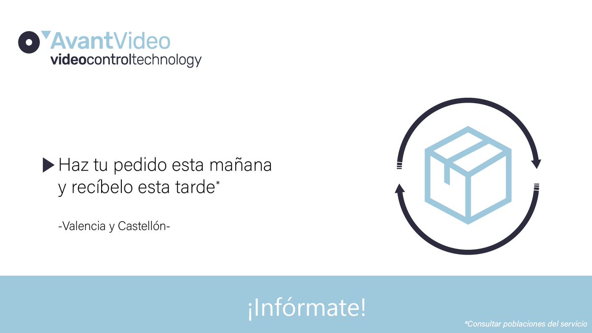 AvantVideoTech's tweet image. ¿Vives en Valencia o Castellón y quieres recibir tu pedido en el mismo día? 🙌 Pues ahora puedes 😉 gracias a nuestro servicio de entrega 🚚 Consulta las condiciones en nuestra #tiendaonline #vigilancia #camarasdeseguridad