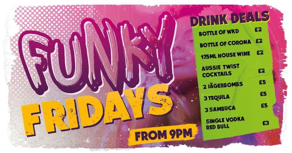 SPICE IT UP AND GET ON DOWN TO FUNKY FRIDAY’S AT WALKABOUT BRISTOL!

BE SURE NOT TO MISS THIS! 💃💃💃🚧
🎟  Doors open at 10pm

🍾🍹 Expect £2 drinks and freebies on arrival. Shots, bubbly and more! 

✉  DM the Crush Events page for
🥂 VIP tables 🍸 Booths &amp; GList <a href="/WalkaboutBS1/">Walkabout Bristol</a>