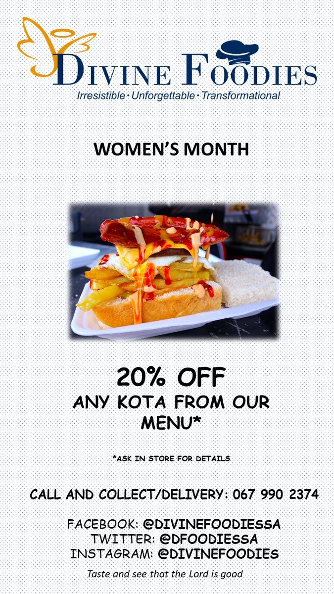 DFoodiessa's tweet photo. #WednesdayWisdom  is to make sure you get #therealkasiexperience with our Women's Month special. Everyday until the end of the month https://t.co/o2t4bayHFX