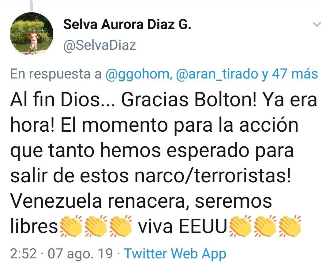 ArantxaTirado's tweet photo. Ver la reacción de los venezolanos opositores en redes aplaudiendo las sanciones y el bloqueo de EEUU al pueblo de #Venezuela muestra la magnitud de su odio y disociación. Antipatriotismo y falta de humanidad es poco para calificarlo. https://t.co/wgL0OrBCLW
