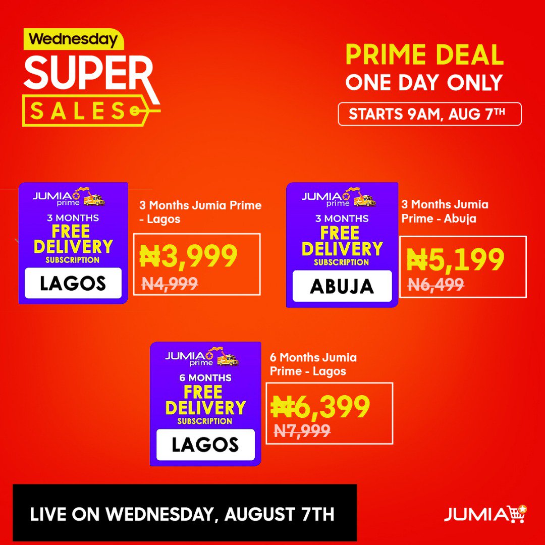 GbemiDennis's tweet photo. What a Wednesday Super Sales, no wonder it's been raining all over..
Now, 6 months Jumia Prime delivery - Lagos is 20% off (N6,399).
๐๐๐๐
Make your purchases using this voucher code JGTREND to get discounts.
#RamGiveaway https://t.co/UoIC48JeNC