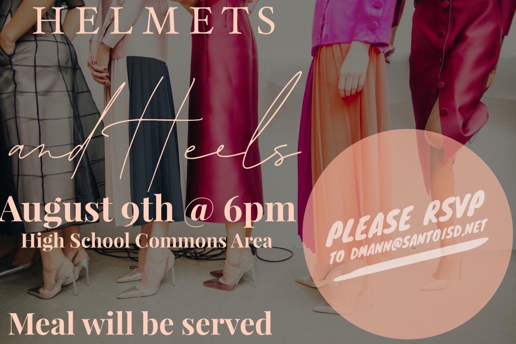 Friday night Ladies!! Get your RSVP in ASAP! Email Coach Mann at dmann@santoisd.net to let him know how many! #ItsAGreatTimeToBeAWildcat #ETS