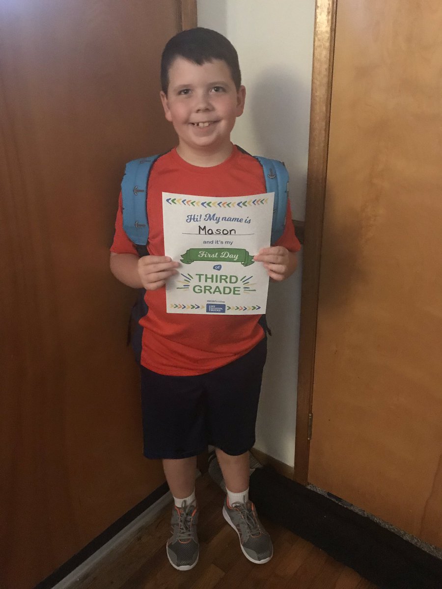 dannyamy10's tweet photo. Masonโs first day of 3rd grade today. Another school year begins. #MSBFirstDay https://t.co/jUp2kgcOuQ