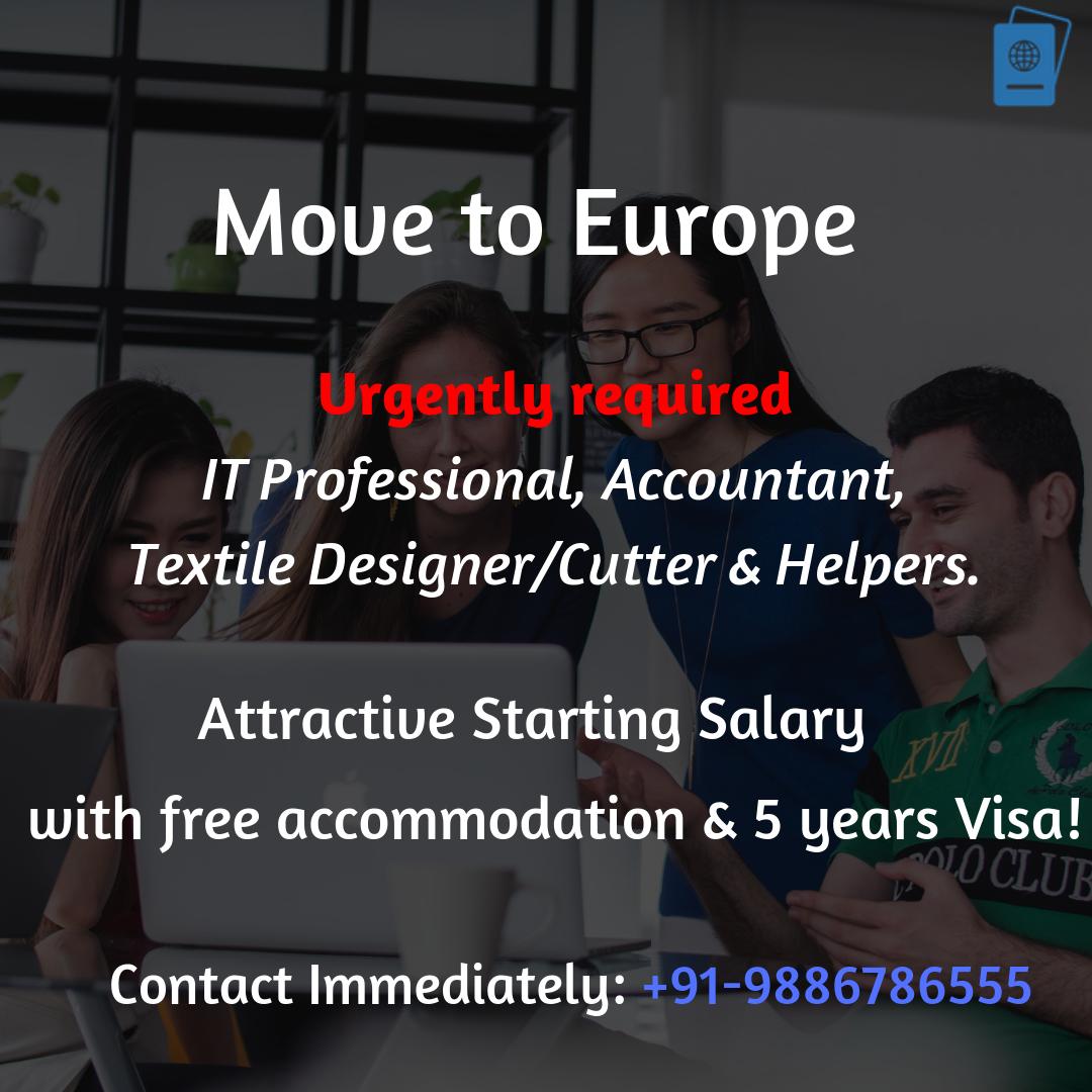 2ndpassportIn's tweet photo. Urgently required IT Professional, Accountant, Textile Designer/Cutter & Helpers in Europe. With free accommodation & 5 years Visa!
Contact: 9886786555
#foreignjobs #abroadjobs #foreign #jobs #abroad #jobconsulting #jobsinabroad #ITjobs #travel #immigration #visa #europe #India https://t.co/2qs6jr8lfT