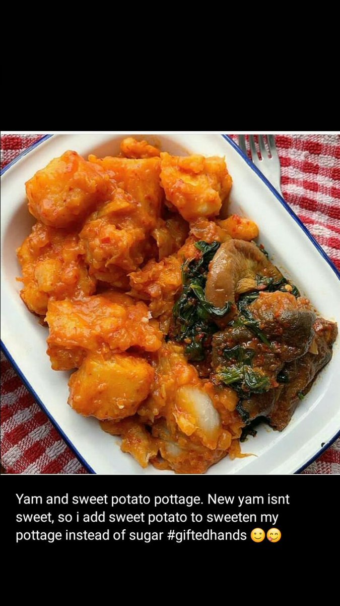 Iamojaysimpson1's tweet photo. @Drmike_adenuga #Ramgiveaway I will love to have Yam porridge, mixed with sweet potatoes and vegetable on the side https://t.co/6hLkOGwnUN