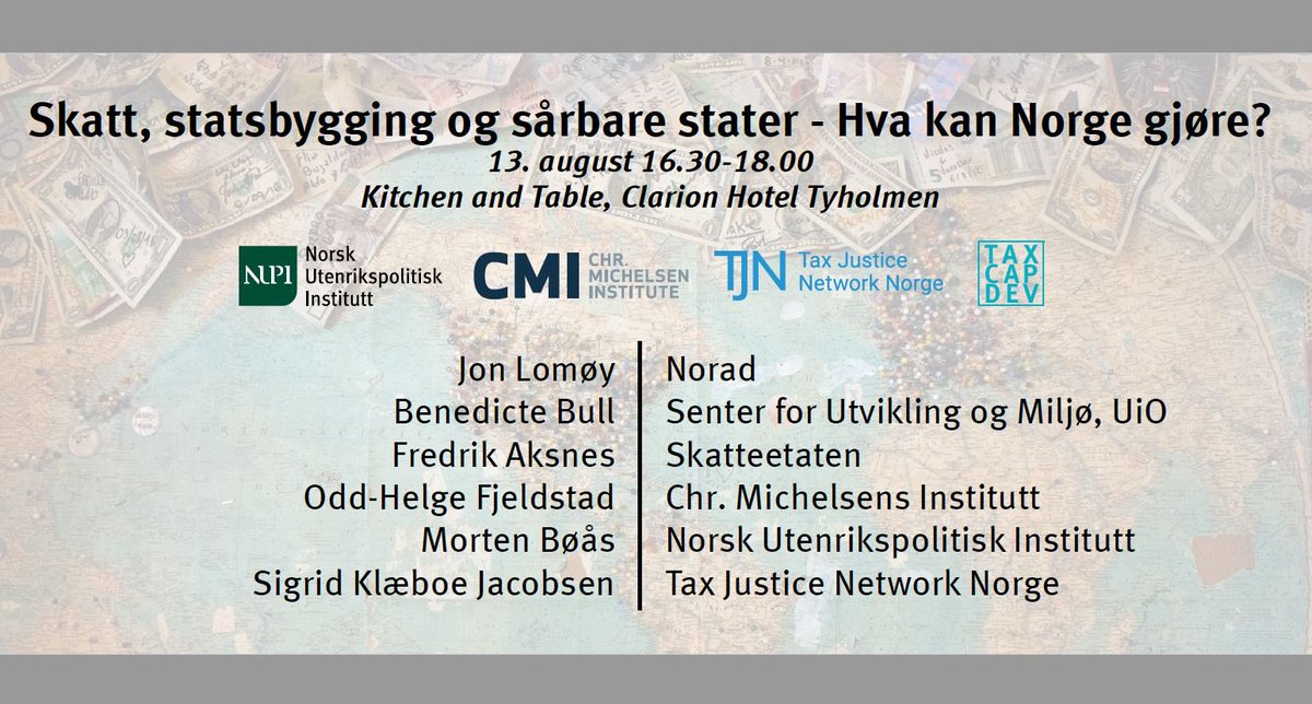 nupinytt's tweet photo. Tenkt deg på #Arendalsuka? Stikk innom når vi ➕ samarbeidspartnere ser nærmere på hva Norge kan gjøre for sårbare stater når det gjelder #skatt 💸 og #statsbygging 🏗️🌎 på tirsdag da vel! https://t.co/VqnuR9qPBA https://t.co/tIJ0zDMDyC