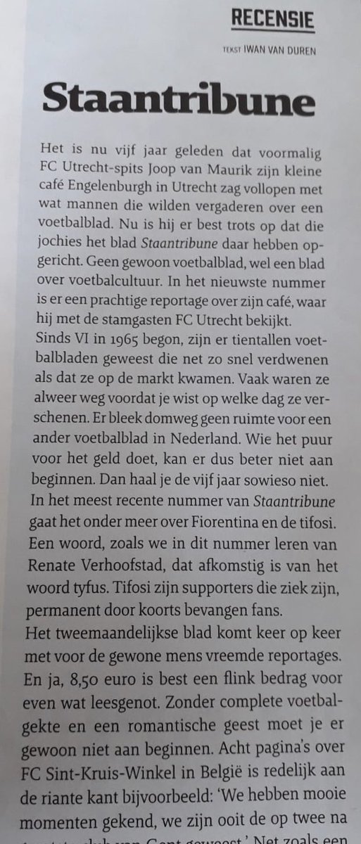 Staantribune's tweet photo. Leuke recensie van @iwanvanduren in de nieuwe uitgave van @VI_nl over de jongste Staantribune!
(Uiteraard hier te bestellen: https://t.co/29Z1irhhNY) https://t.co/0W4gfJ7AhU