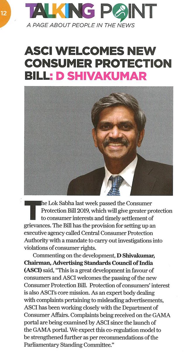 ascionline's tweet image. Welcoming the new #ConsumerProtectionBill, ASCI Chairman #DShivakumar talks about joint efforts by ASCI &amp;amp; Department of Consumer Affairs towards protecting consumer interest.
@jagograhakjago @irvpaswan @IMPACT_onnet  @srabanalahiri
