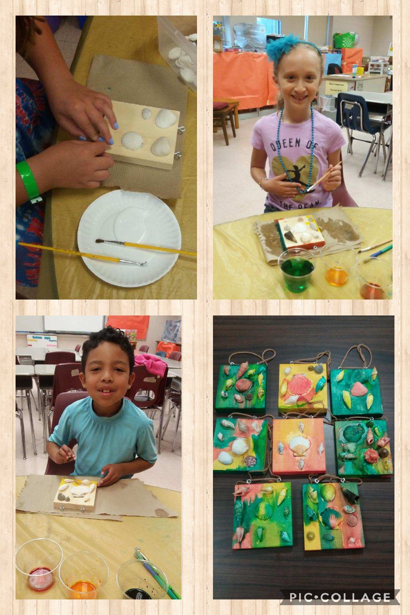 EnrichmentStep's tweet photo. Bringing the beach to camp! 
🏖️🖌️🎨🐚 #WEareCHPS #seashellproject #3Dart #funwithfriends https://t.co/dnYfuif708