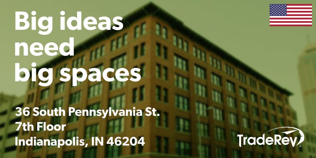 TradeRevTweets's tweet photo. Big ideas need big spaces. Thanks to our amazing #CarDealers, we're growing so fast that we outgrew our office. Check out our new #Indianapolis address below! https://t.co/Yo7qzz4Gns