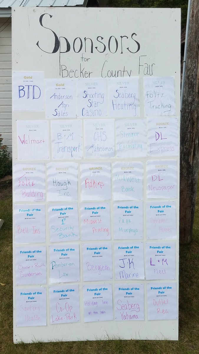 BeckerCoFair's tweet photo. It's opening day of the fair! A huge thank you to our 2019 sponsors! https://t.co/ExZzZ50lPG