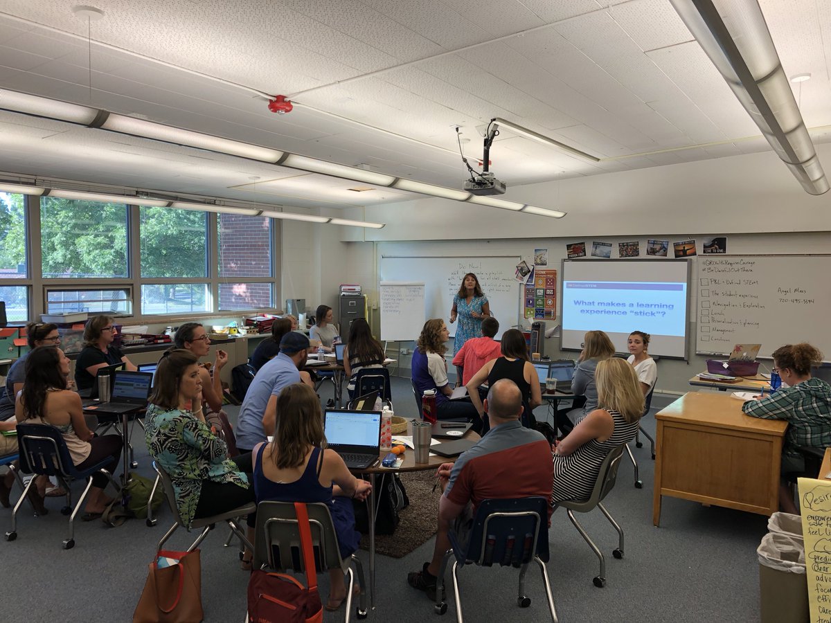 FitzFalcons1959's tweet photo. “What makes a learning experience ‘stick’?” Getting started on a whole day of exploring that question. Thanks for guiding our learning DefinedSTEM! @COJasonGlass #PBL #TransformTheTask #FitzFalcons #GROWthTakesCourage #BeDarefulOutThere https://t.co/olfexLLJjn