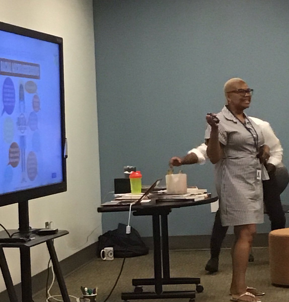 teach2connect's tweet photo. @jdsears404 leads our #ued team through an overview of #dei work. Knowing our own identity and experience influences our work in the classroom. HMW open our lens to be inclusive and celebratory of all students? #trinitylearns #trinitydei #ndpi19 https://t.co/Jqn0x7lqgx