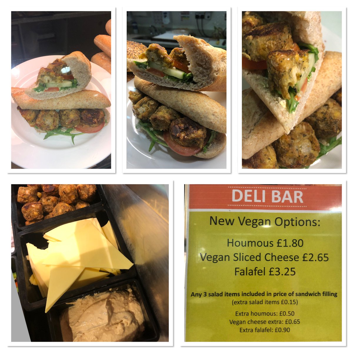 LStoreys's tweet image. #new #vegan #delibar #craigforth why not pop down &amp;amp; try our new vegan options at the delibar #tasty #cheese #houmous #falafel #lunch #peckish #baguette #welovethisbusiness @lynnywinny_lynn @georgegunn2303