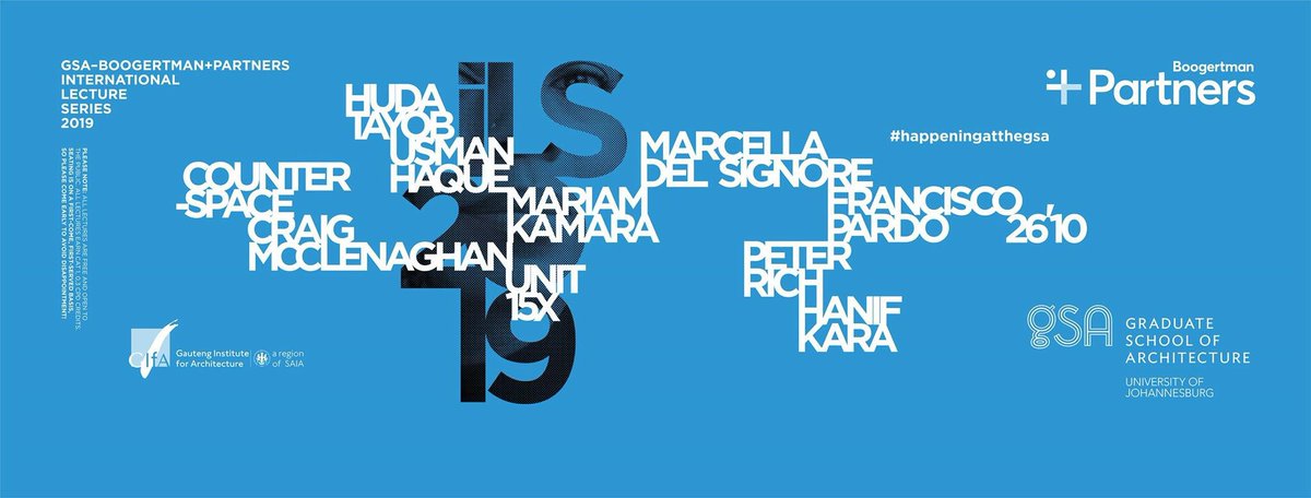 MaDelSignore's tweet photo. I am excited to be part of the 2019 International Lecture Series at University of Johannesburg Graduate School of Architecture. The lecture will be held at the GSA Auditorium on 8.22. #universityofJohannesburg #graduateSchoolArchitecture #marcelladelsignore #digitalCulture https://t.co/K730tPhREd