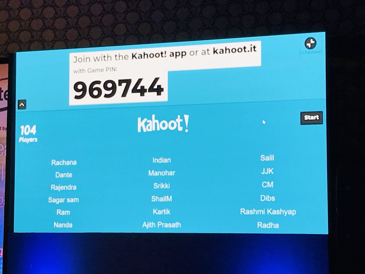 MeAshwAni's tweet photo. Amazing turnout In the Global Alliances Heroes Partner Summit 2019. About to conclude the day with #Kahoot quiz #DellTechPartnerSummit2019
#Dell #IWork4Dell @Gordo_164 @prembajaj @TAditi1994 @shegeek_dell @mishrasourabh01 @SatyaKoppaka14 @vermag1 @AishwaryaMurug7 @malhan_sachin https://t.co/YEKyFzjTLx