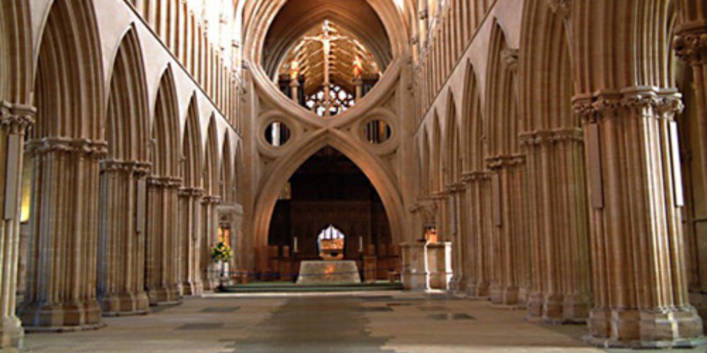 WellsCathedral1's tweet photo. As is now our custom here @WellsCathedral1, the chairs in the Nave have been removed for August, giving visitors a wonderful view on their entry.  Enjoy the space before the chairs are returned in time for the start of the new academic year in September! #wells https://t.co/YCqLoZ3qx0
