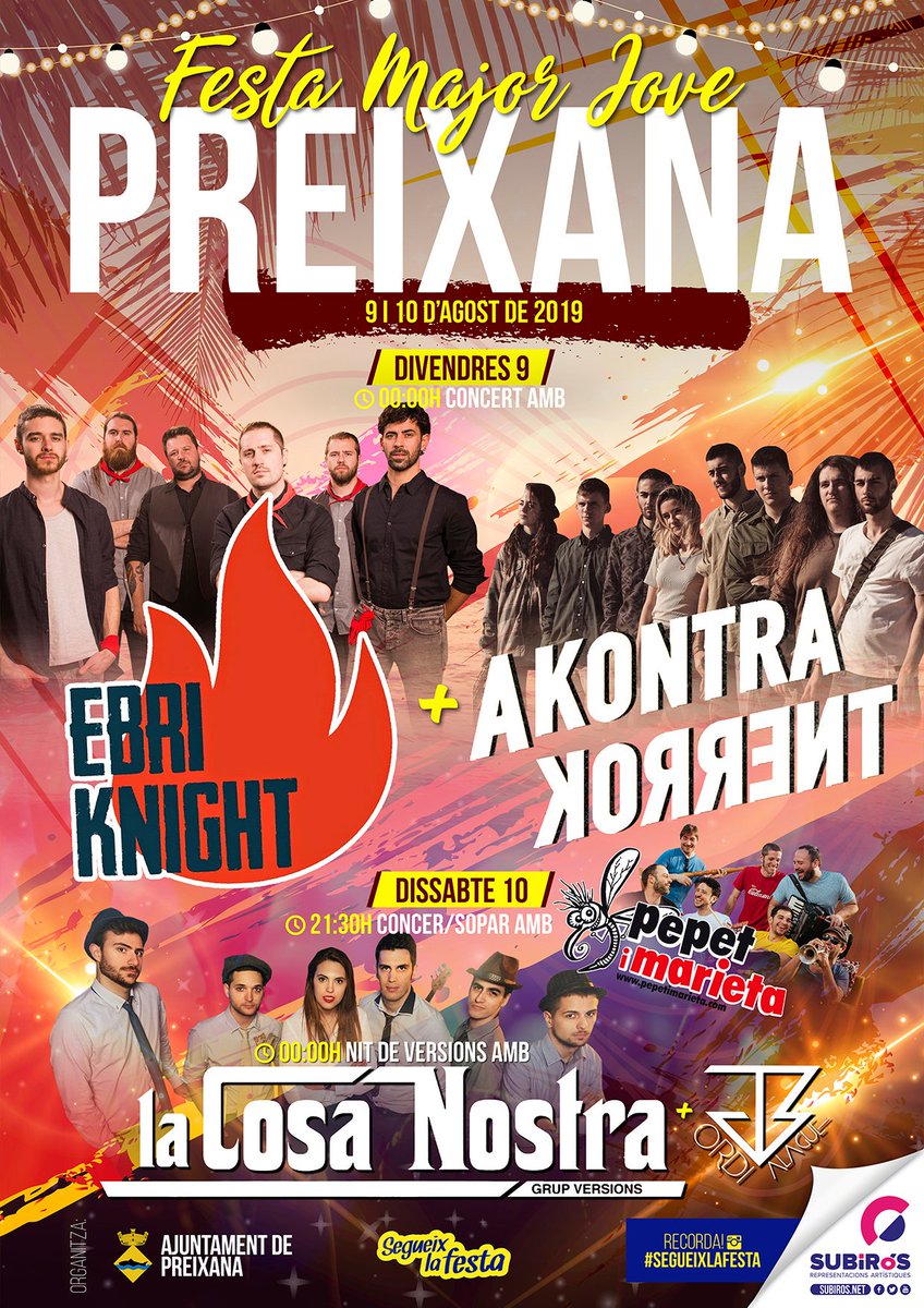 I continuem un #estiu ple de fantàstiques #FestesMajors!!
US HI ESPEREM!!!
-----
#festamajor2019 #atope #concerts #segueixlafesta
facebook.com/SUBiROSReprese…