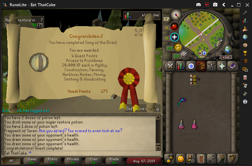 EatThatCake's tweet photo. didn't die 5 times in a row, definitely not

got my quest cape back :) https://t.co/zlZD39Qfik