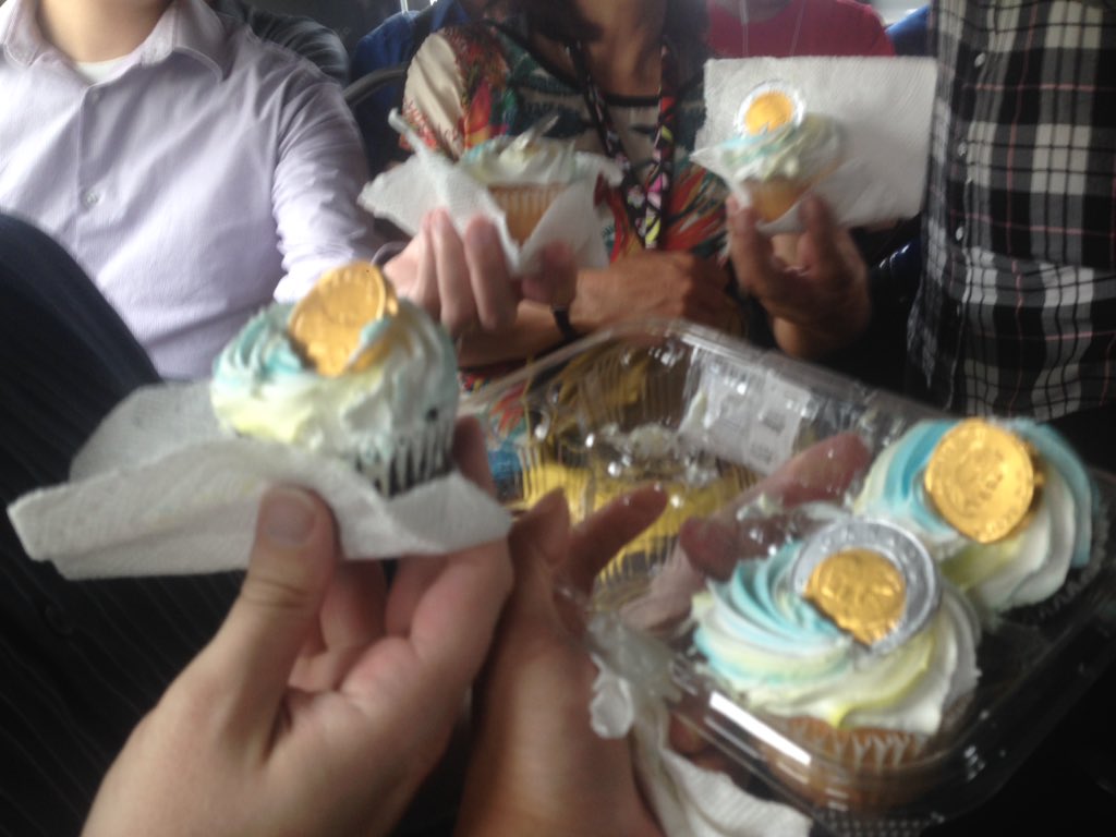 263_team's tweet photo. #Team263's youngest member @dfong_ now joins us regularly for his first week of work. Money cupcakes for #TreatWednesday! He bringin' coin now, he makin' paper... just like the rest of us #LetsGetThisBread https://t.co/QVAkZdMNTu