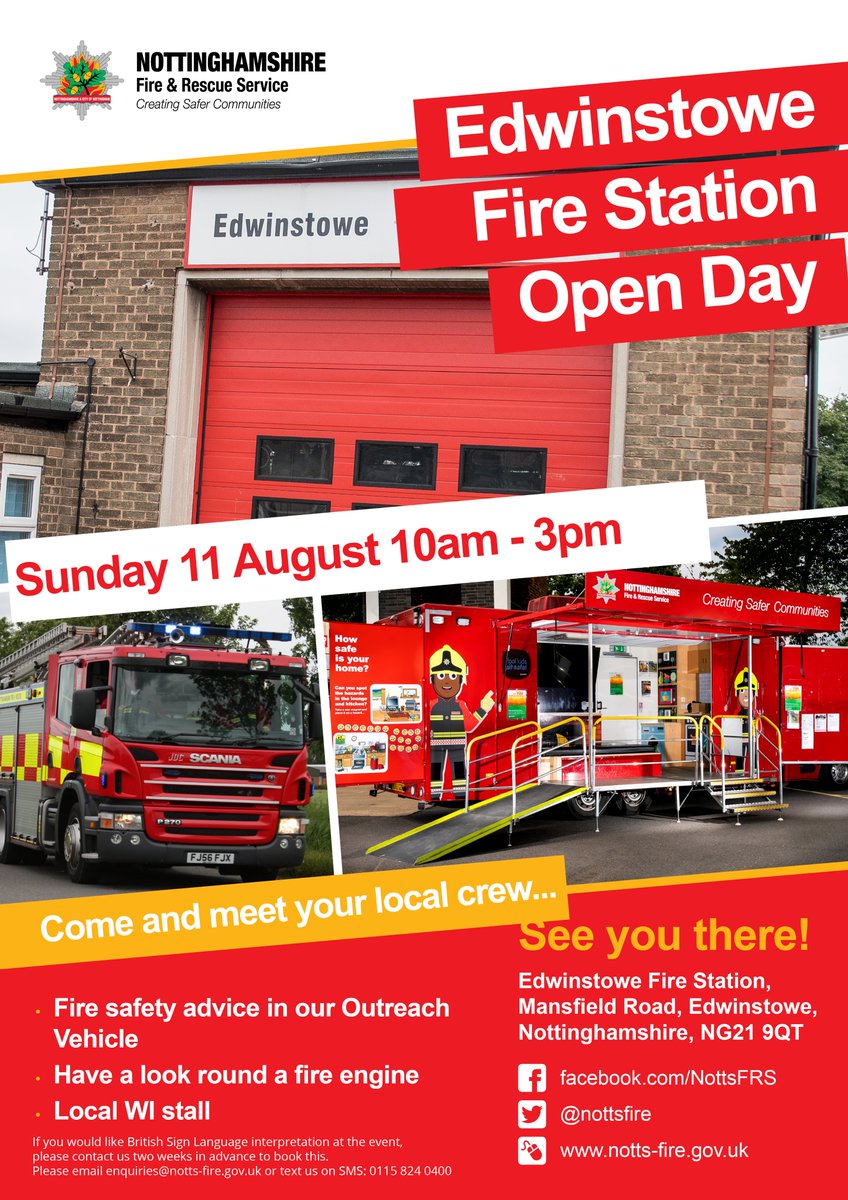 nottsfire's tweet photo. OPEN DAYS THIS WEEKEND | Both #Highfields and #Edwinstowe will be hosting open days this weekend! Stuck for a summer holiday activity? This could be for you! All are welcome and there'll be lots to see and do! 😀🚒👍

MORE OPEN DAY DATES HERE: https://t.co/MTDFqEseEr https://t.co/3XNsA6nO9M