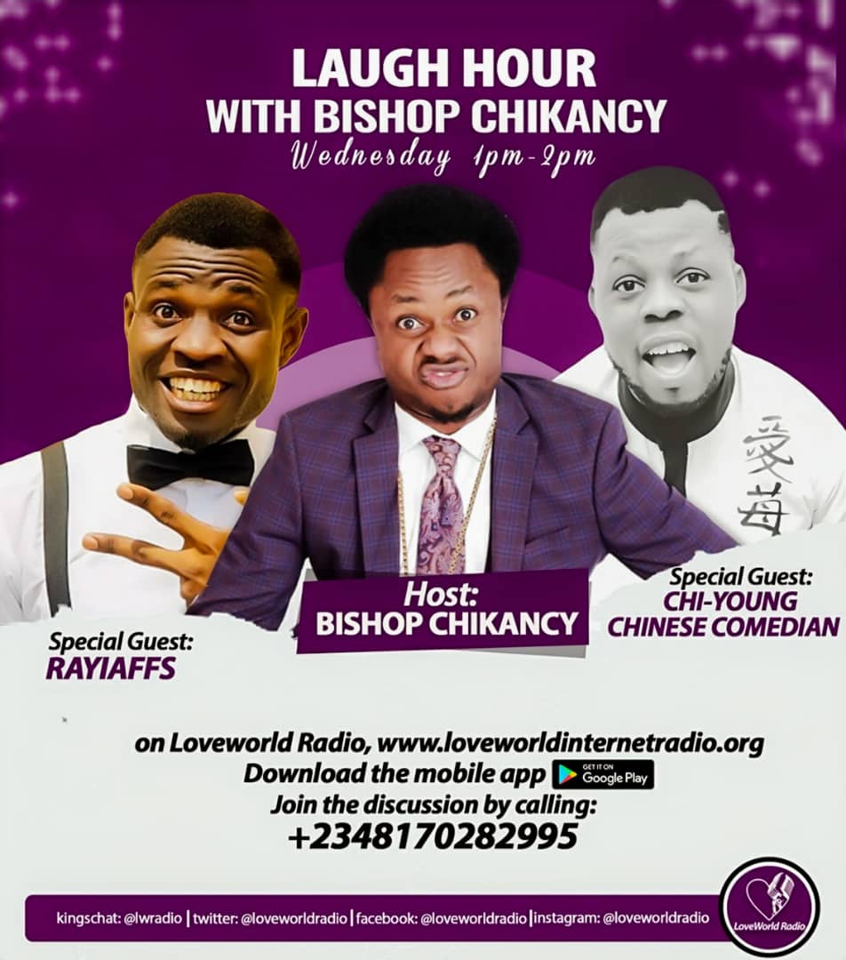 LoveworldRadio's tweet photo. #WeAreLiveNow on the #LaughHourShow with @BishopChikancy ft @anwuli_host
Tune in to https://t.co/vLdsJ5vh7o to participate.
Or download the Loveworld Radio App on Google PlayStore with #RefererenceCode: 561423 https://t.co/wUDkmo6aPM