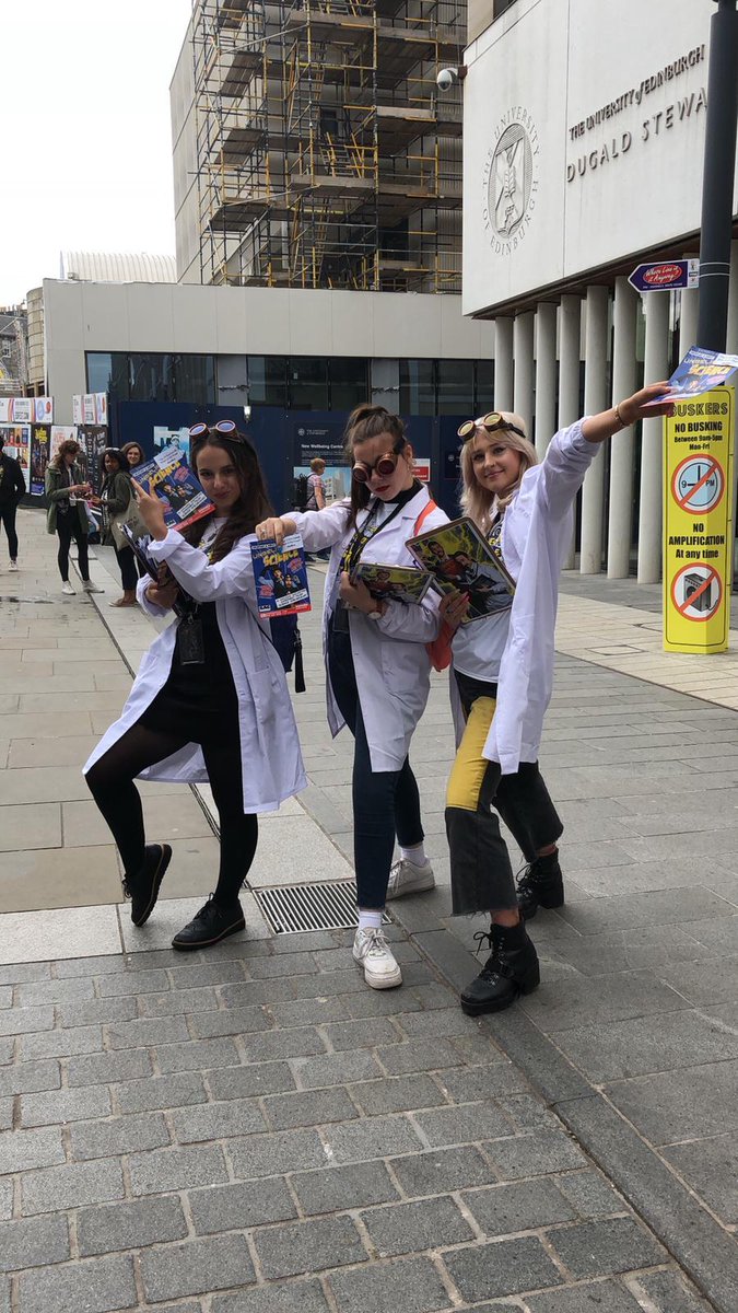 Spotted our #unbelievably wonderful #scientists on the streets of #Edinburgh?

Our special flyerers are spreading the word:
Morgan & West: Unbelievable Science: a ★★★★★ show

#edfringe #MakeYourFringe #explosivethrills #chemicalspills #Captivatingchemistry #phenomenalphysics