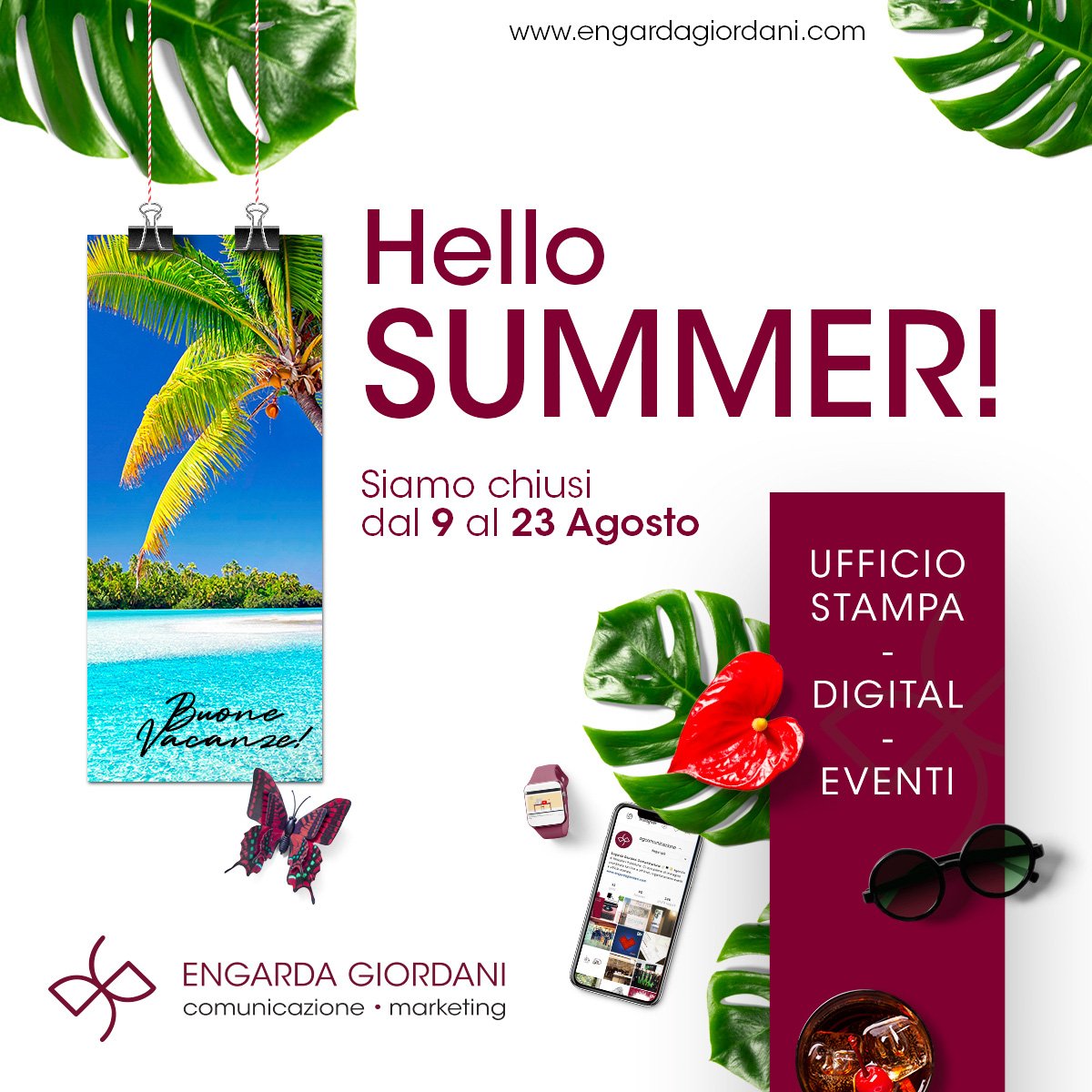 EGComunicazione's tweet photo. ☀🏖 Buona Estate a tutti! ☀🏖

#engardagiordanicomunicazione #egcomunicazione #happysummer #buonevacanze #estate #UfficioStampa #OrganizzazioneEventi #DigitalMarketing https://t.co/dOVrxhQE52