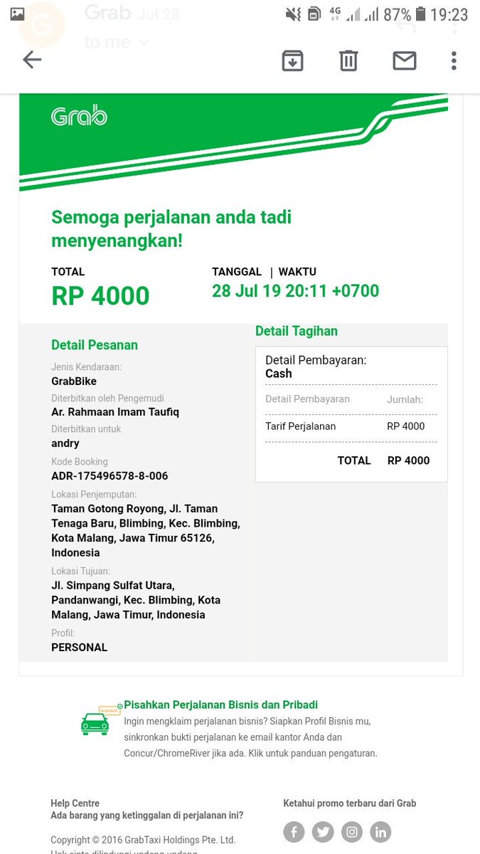andryono's tweet photo. @GrabID sudah beberapa waktu ini e-mail saya dapat e-receipt dari Grab, padahal saya tidak merasa menggunakan grab. 
mohon penjelasannya. https://t.co/asmru0c468