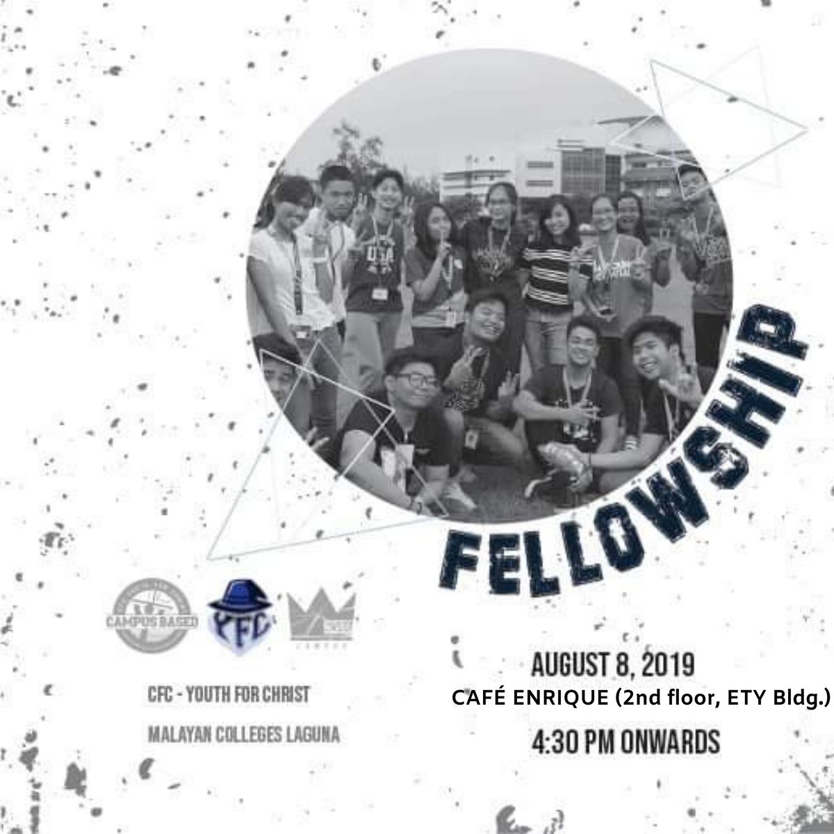 cfcyfc_mcl's tweet photo. As we start our academic year, let's get to know new people and makipagkamustahan sa mga ka-YFC's! Bring your ready hearts and your smiles ready too!

YFC-MCL Fellowship, this August 8, 2019, 4:30 p.m. to 6:00 p.m. at the Café Enrique!

See you brothers and sisters! :) https://t.co/FLxyO4GUqO