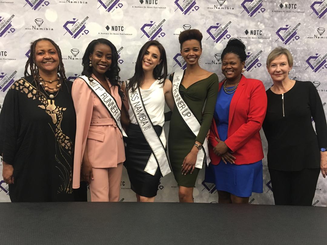 NBCNamibia's tweet photo. Miss Namibia 2019 winners express faith in their cause at the prize handover from @NamDiamondTrade

https://t.co/fAIbu8m7Hq https://t.co/GQWBiCpQ4m