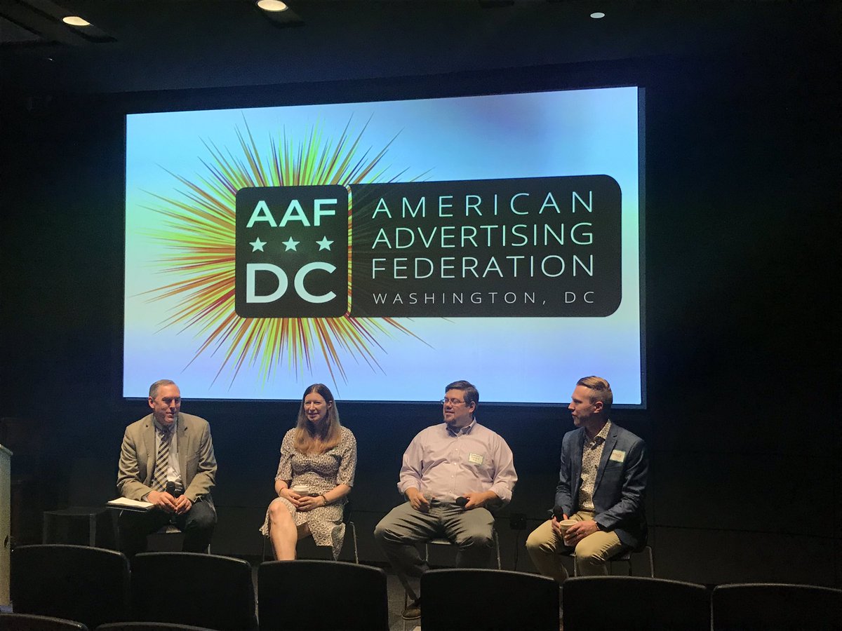 AAF_DC's tweet photo. Excited to be kicking off our GDPR/CCPA #AMAdBuzz panel at the @Newseum this morning. Thanks to our moderator Clark Rector (@AAFNational) and panelists Robert Jones (@wearemiq), Melissa Maalouf (@ZwillGen) and Patrick Savoia (@bluestate). https://t.co/3BjHiDgbxm