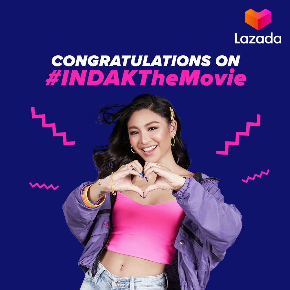 LazadaPH's tweet photo. CONGRATULATIONS to our girl Nadine Lustre for #IndakTheMovie! We are so proud of you! 😍

#JaDineForLazada #IndakNowShowing https://t.co/xGSJ7npZzo