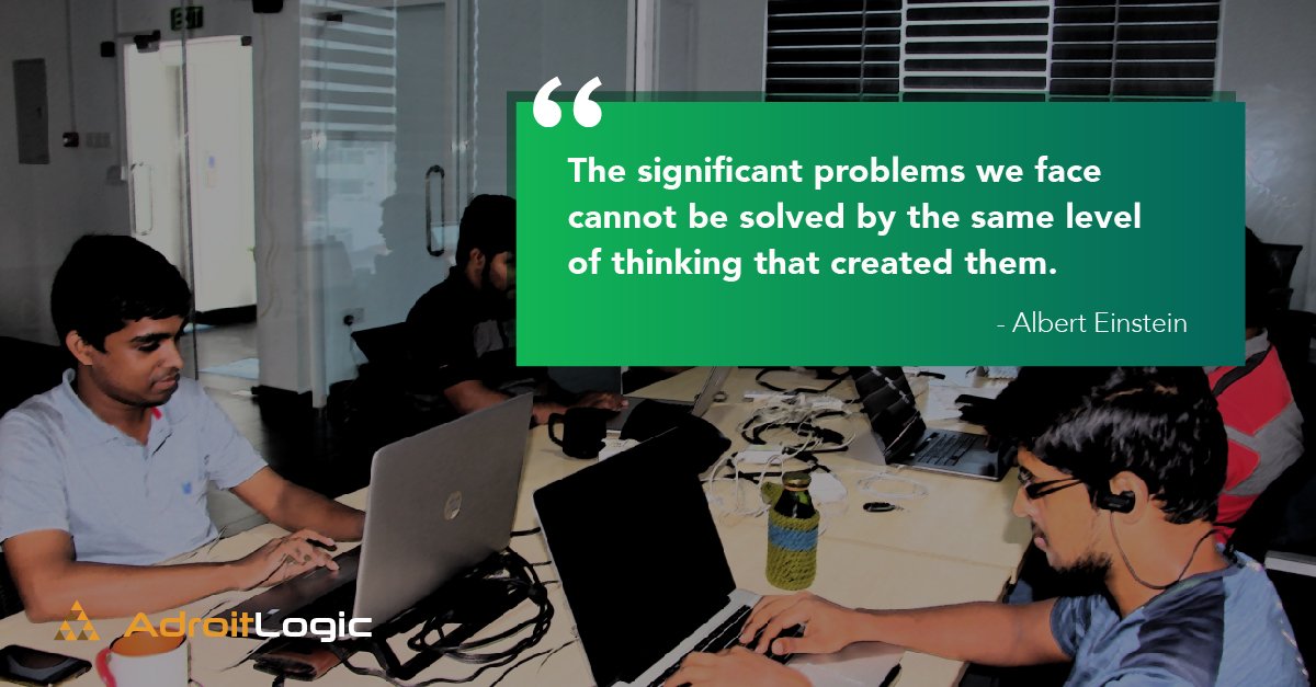 AdroitLogic's tweet image. The significant problems we face cannot be solved by the same level of thinking 🤔that created them - Albert Einstein

#WednesdayMotivation #AdroitLogic #dev #tech #Technology