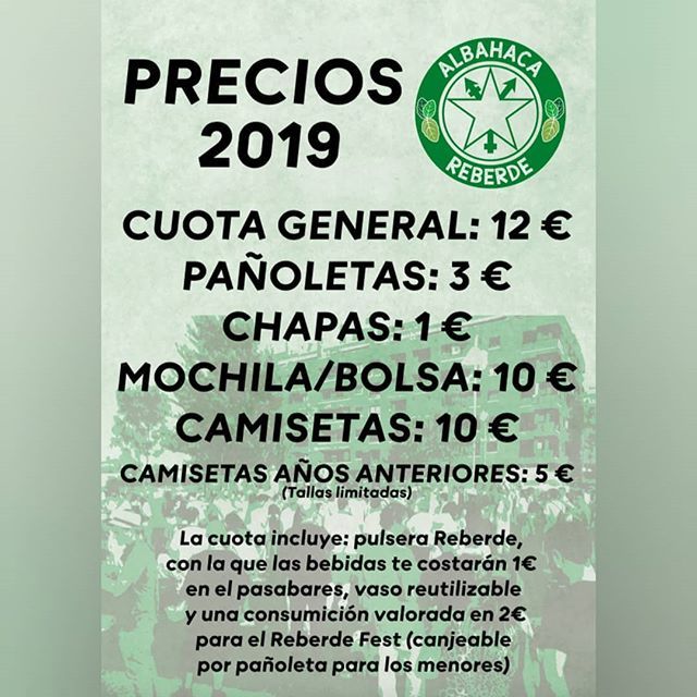 AlbahacaReberde's tweet photo. Estos son los precios de las cuotas #reberdes y el merchan que tenemos disponible en nuestra mesa de los Porches. ¡Pásate esta tarde a vernos!
#reberde #albahacareberde #huesca #sanlorenzo #sanlorien https://t.co/P4rOhruGtf https://t.co/r7bL7C1UoO