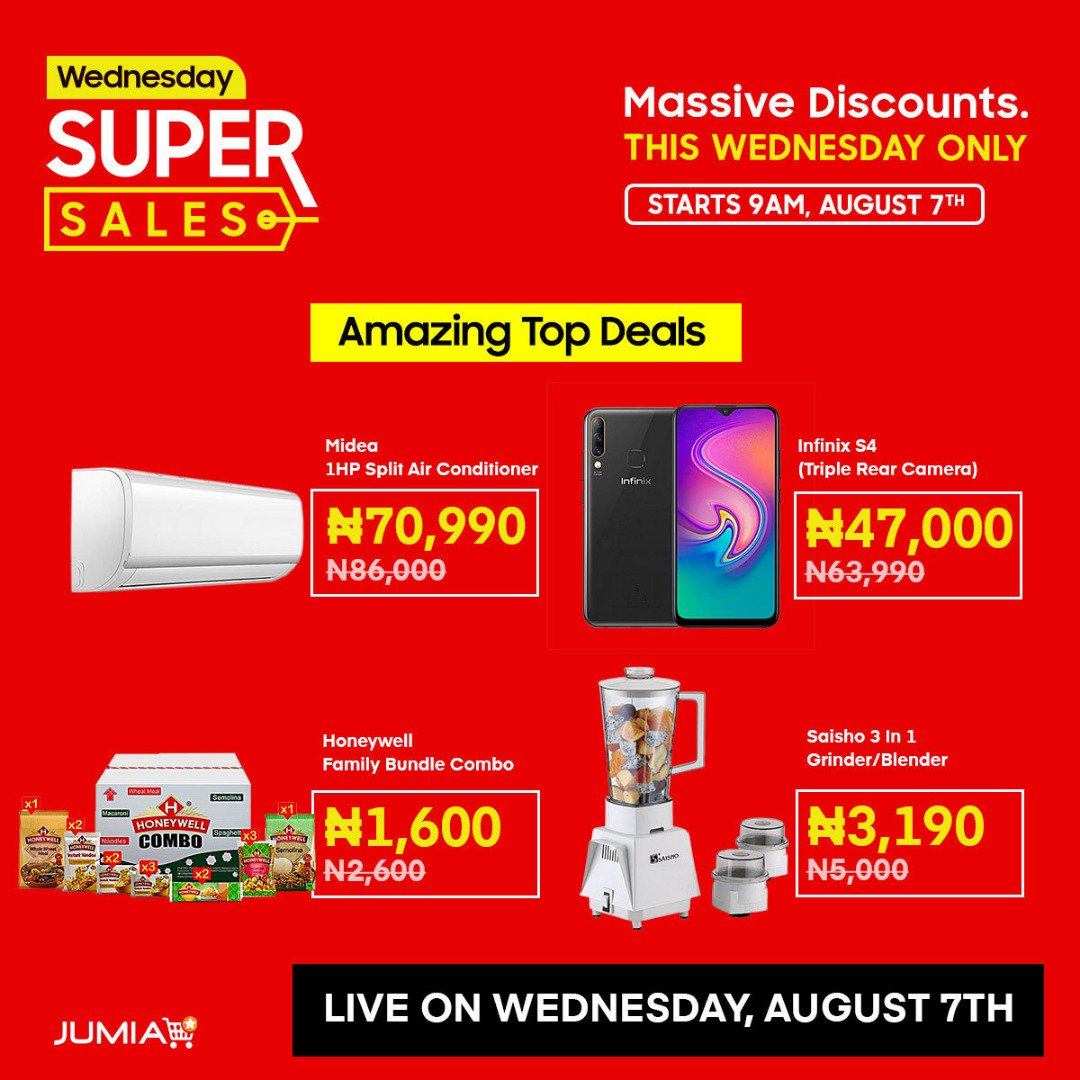 GbemiDennis's tweet photo. Are you ready for this massive discounts on Jumia Wednesday Super Sales? Amazing top deals at low prices
(APP ONLY - Download Now!)
Use https://t.co/TLCPqHHcAh to participate & donโt forget the voucher code: JGTREND
Check flyers for more details.
#RamGiveaway https://t.co/78BY23p9kH