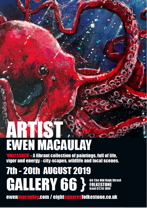 DCalifornia1's tweet photo. Delicious California Designer Ewen Macaulay has just  opened his own art exhibition, starts today - 20th August  @CQ_folkestone @FstoneOldTown #folkestone #gallery66 #folkestoneart #ewenmacaulay https://t.co/q0xDPiznZ7