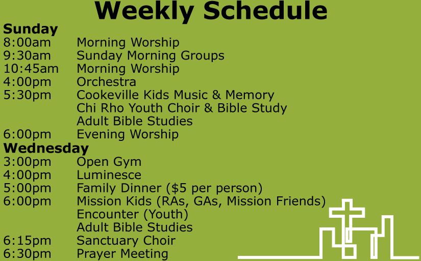 FBCCookeville's tweet photo. Normal children and youth activities resume tonight. There are opportunities for all ages. Find your place to Desire God, Disciple People and Devote Yourself to Serve. https://t.co/8MbHbcIR0k