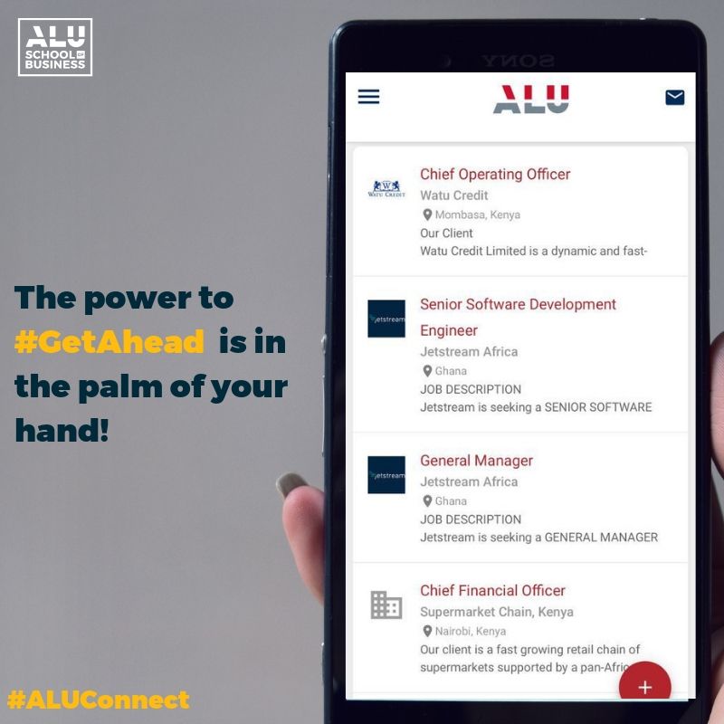 alubusiness's tweet photo. Looking for a new career opportunity? The power is in your hands with #ALUConnect. Head over to our platform to find exclusive job listings that are tailored to your interests and match your career goals! #GetAhead #LearnLead https://t.co/msJmSjMFtK